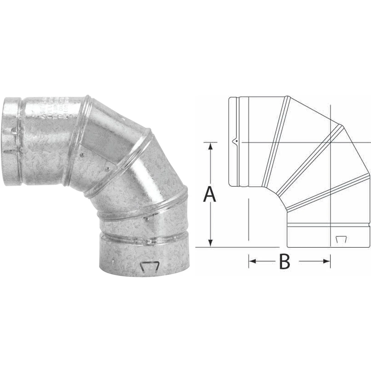 Gas Vent 90-degree Elbow, Type B, Adjustable, 3-in.