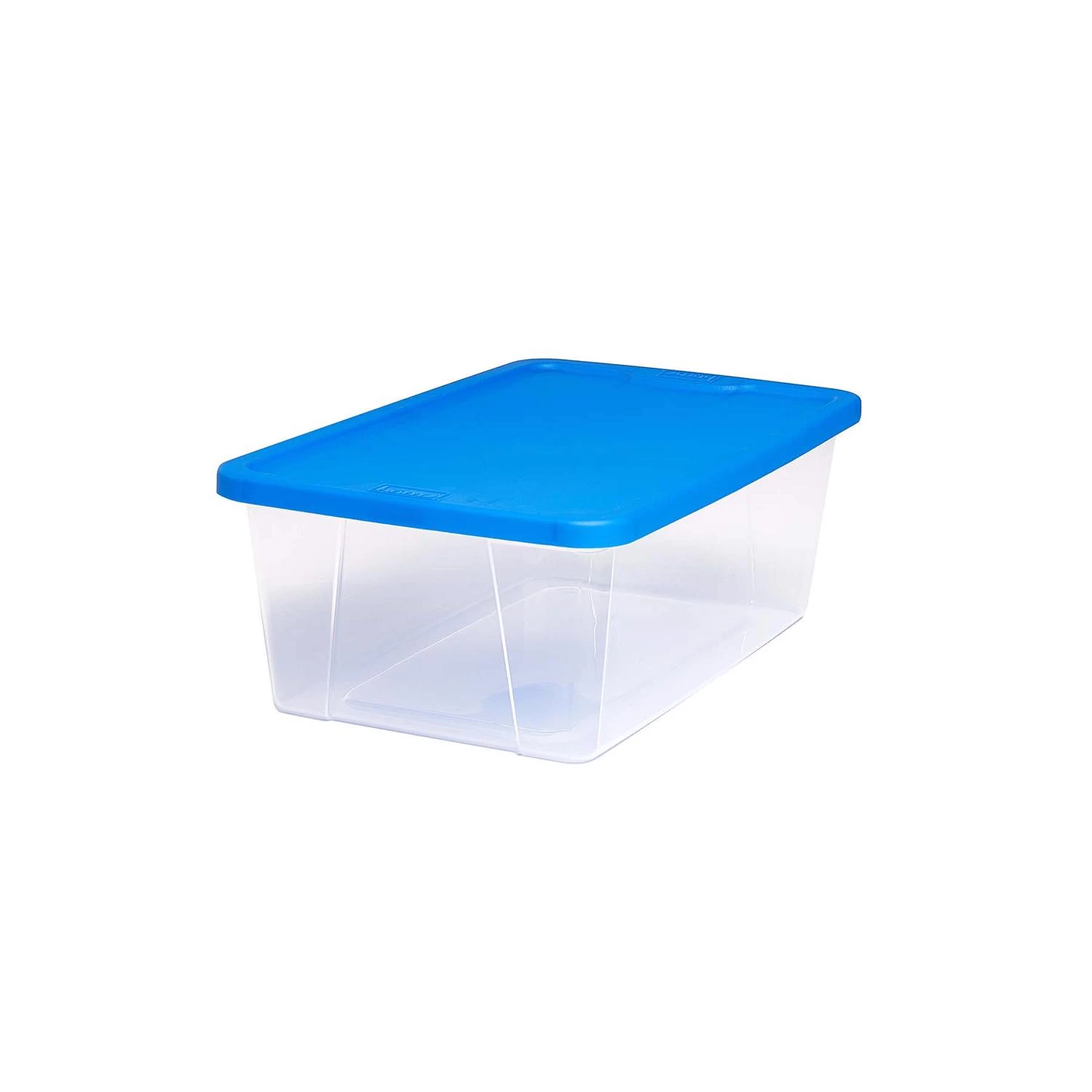 6 Qt Clear Storage Tote – Stackable See-through Storage Box With Blue Lid