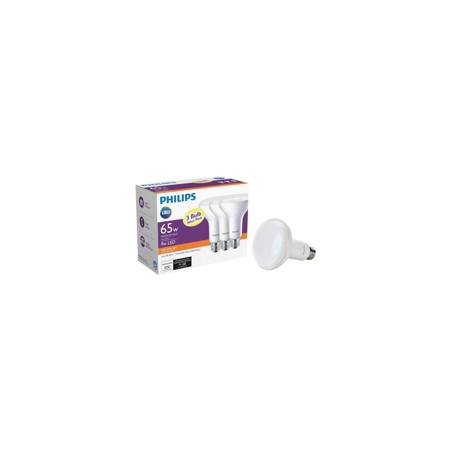 65w Equivalent Soft White Br30 Medium Dimmable Led Floodlight Light Bulb (3-pack)