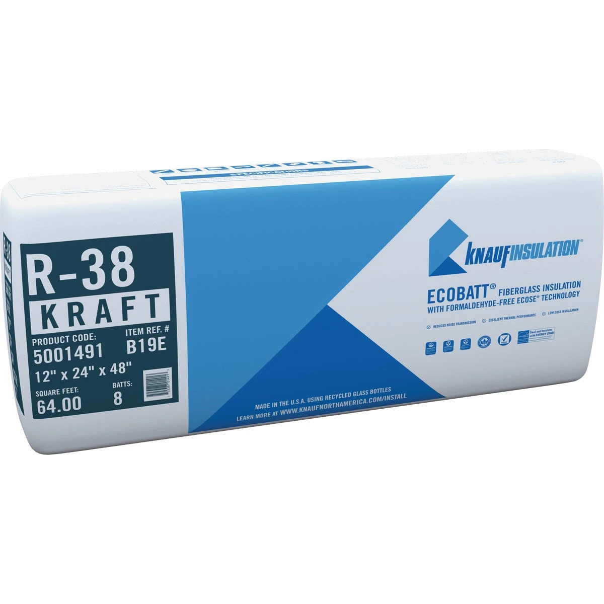 R-38 24 In. X 48 In. Kraft Faced Batt Fiberglass Insulation (8 Count)