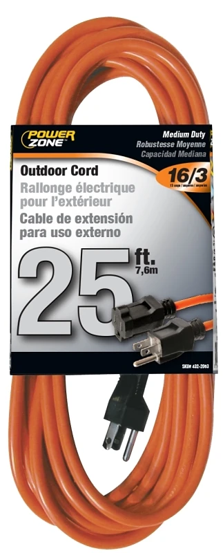 25-foot 16/3 Outdoor Extension Cord - Model Or501625 - Durable And Versatile