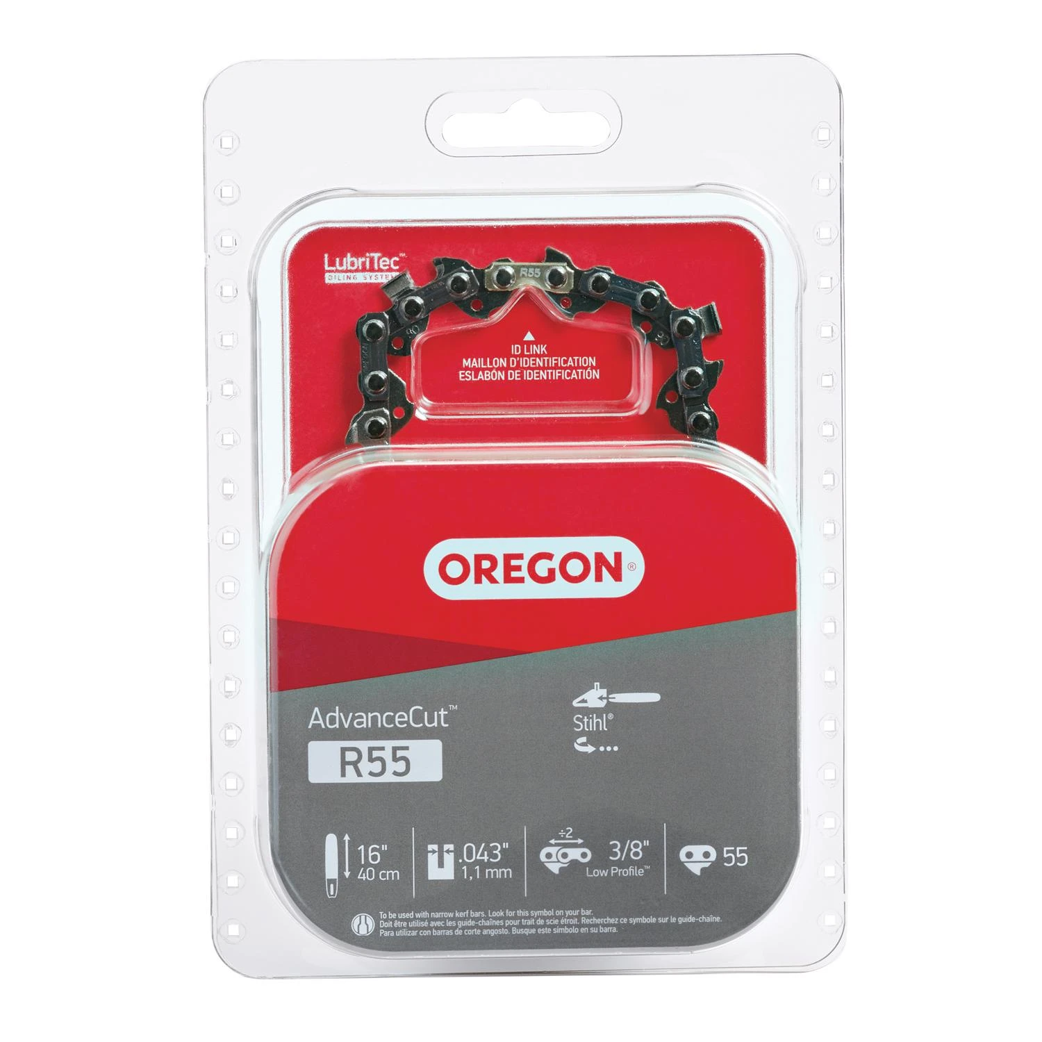 Advancecut R55 16-inch Chainsaw Chain - 55 Drive Links, Low-kickback