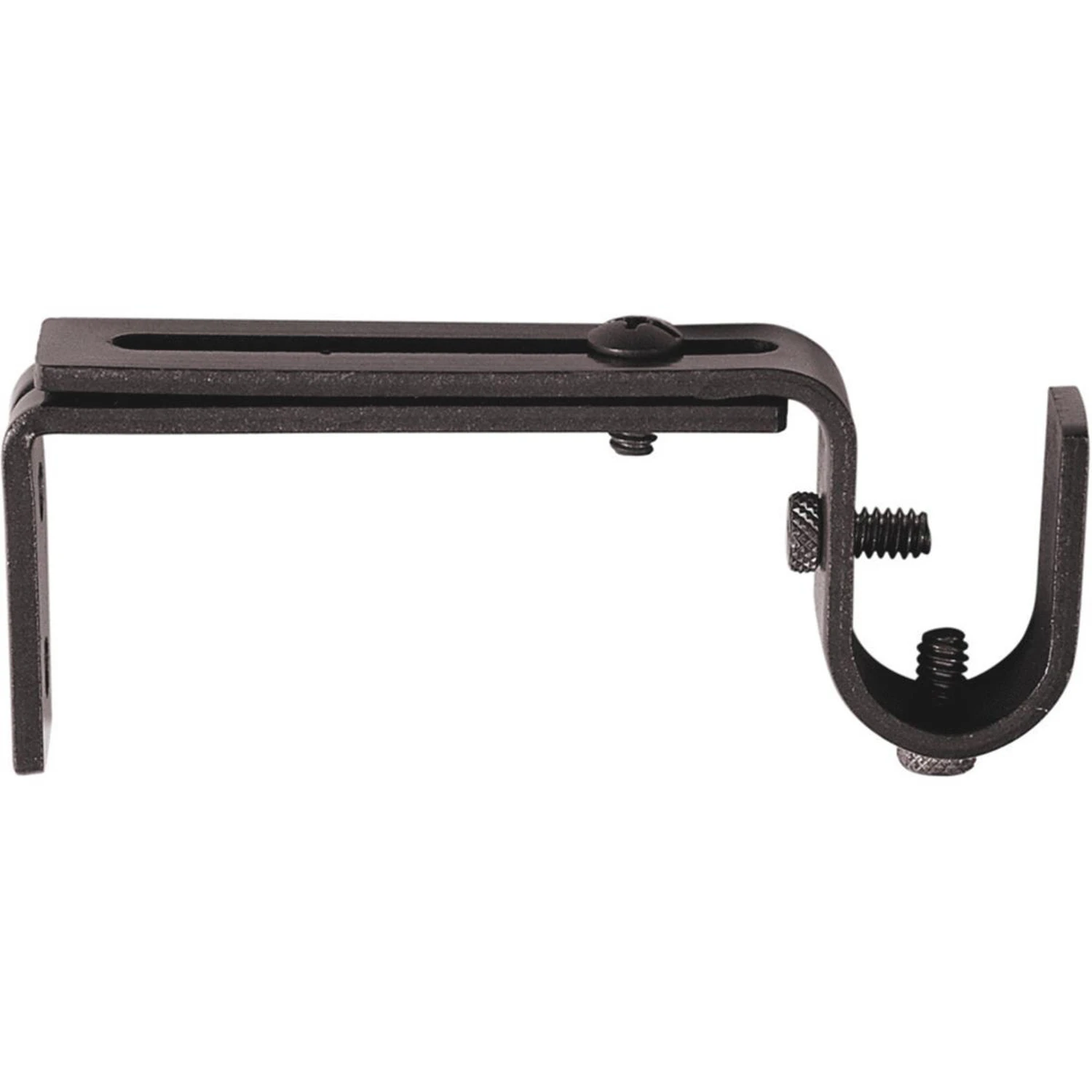 Adjustable Single Black Curtain Rod Bracket (2-pack)