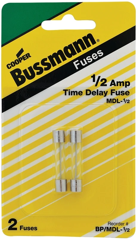 1/2a Mdl Glass Tube Electronic Fuse (2-pack)