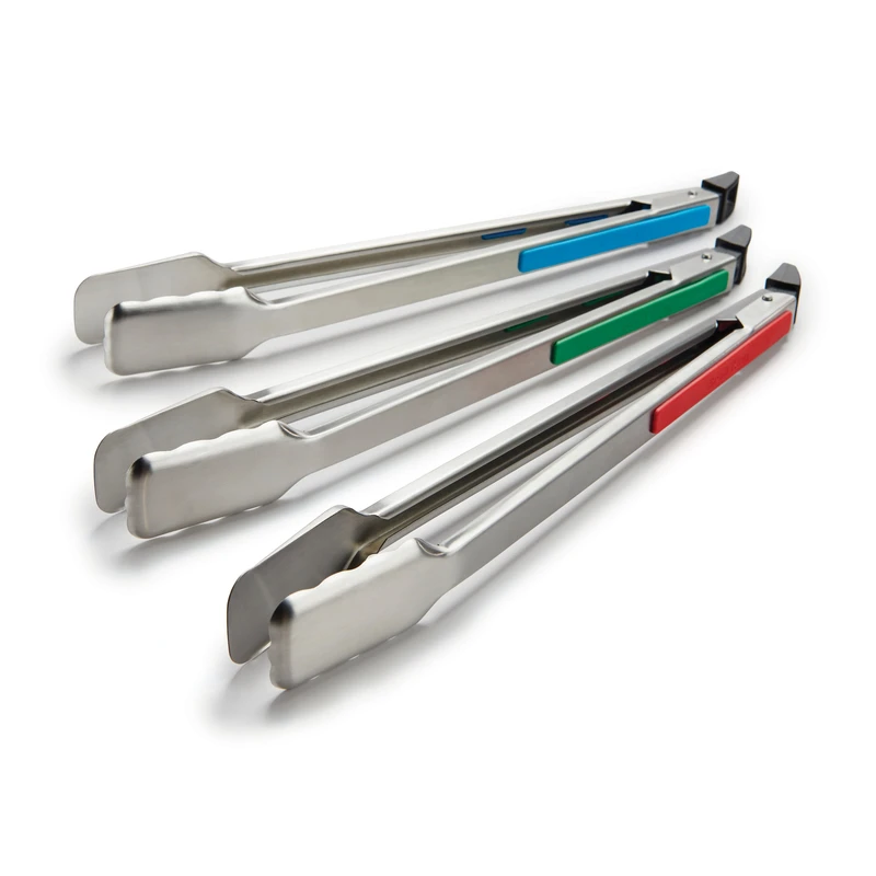 17.72 In. Stainless Steel Color-coded Barbeque Tongs