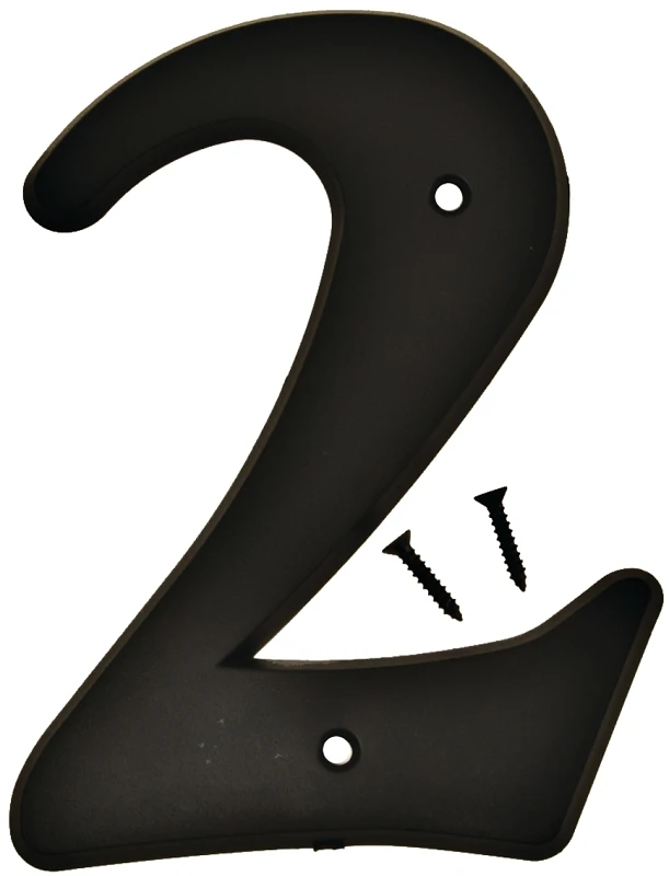 Durable Black Plastic Number 2 - 6 Inch Signage