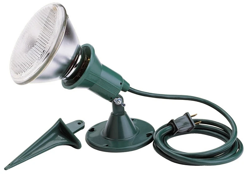 Floodlight Kit With 6' Green 18/2 Cord And Durable Outdoor Spike