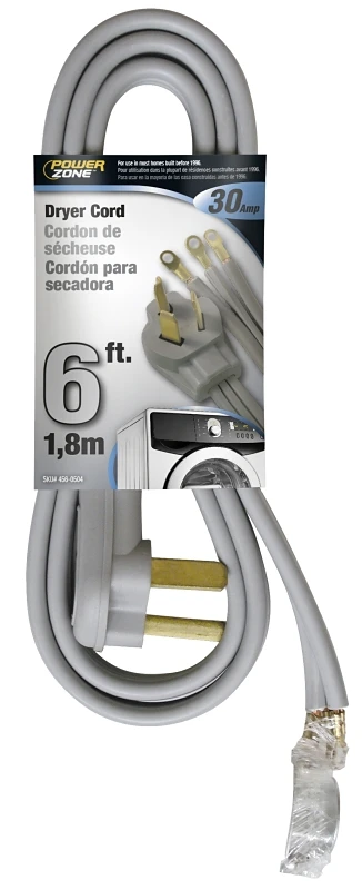 10/3 Srdt 6-foot Indoor Dryer Cord - Gray
