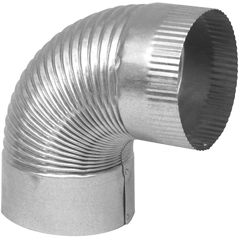 Hvac Furnace Elbow, Corrugated Galvanized, 30 Gauge, 6 In.