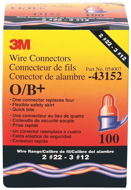 Performance Plus Wire Connector, Orange With Blue Skirt (100 Per Pouch)