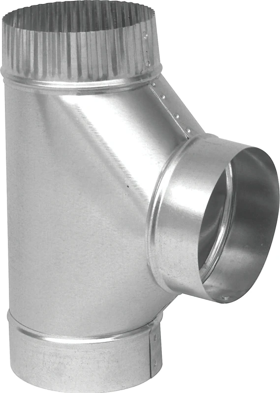 30 Gauge 6 Inch Straight Galvanized Tee For Venting Applications