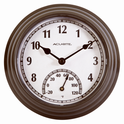 8.5 In. Dark Silver Gray Wall Clock And Thermometer - Model 02413a1