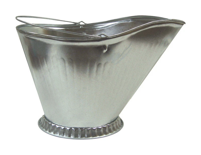 Silver Galvanized Steel Coal Hod - 9.5 In Height, 12.5 In Width, 16 In Depth
