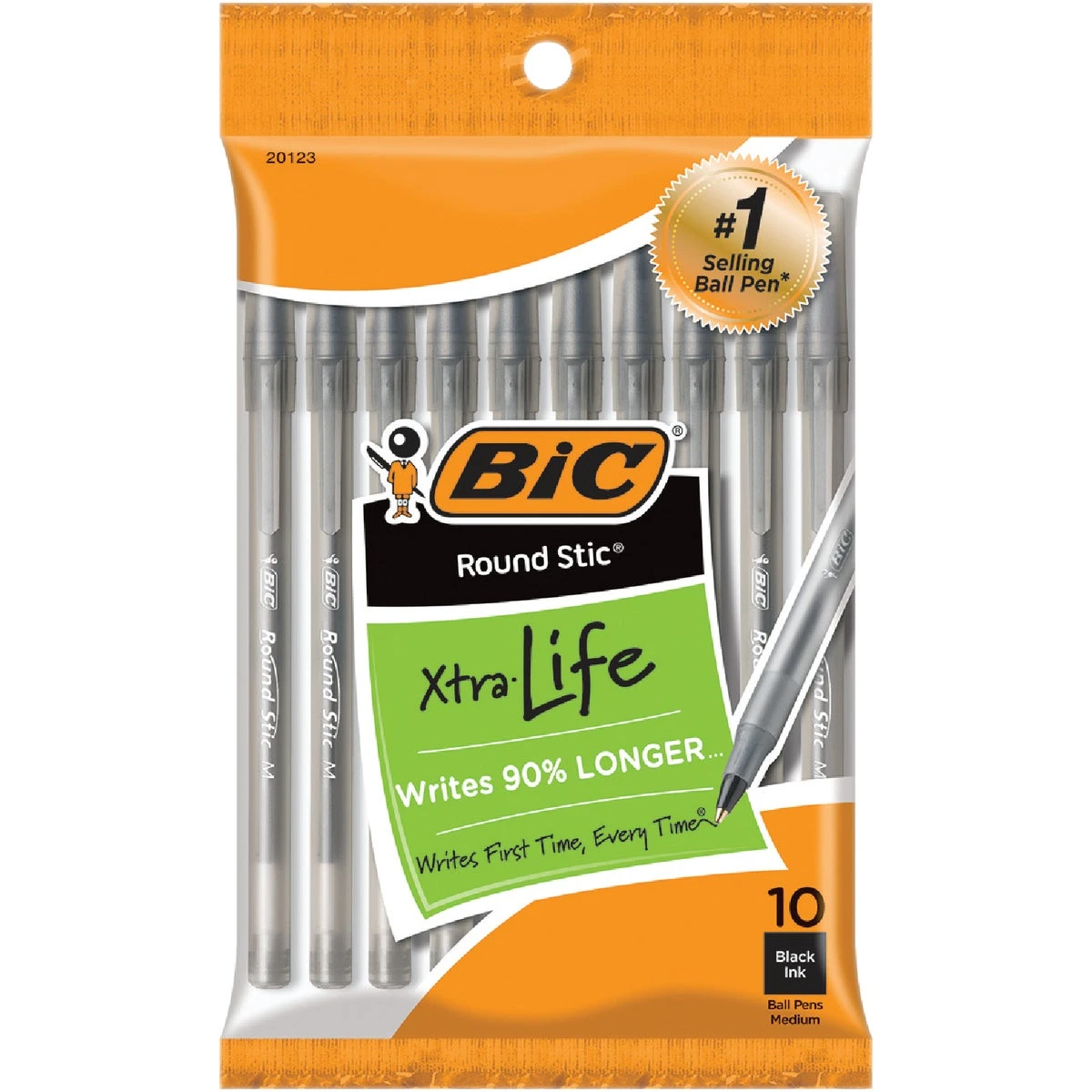 Round Stic Medium Point Black Ball Pen (10-pack)