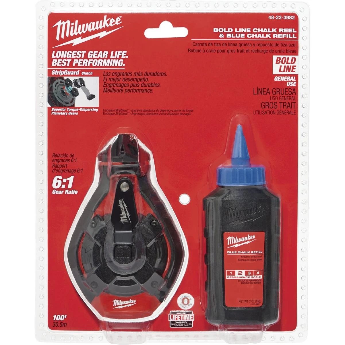 100 Ft. Bold Line Chalk Line Reel And Chalk, Blue
