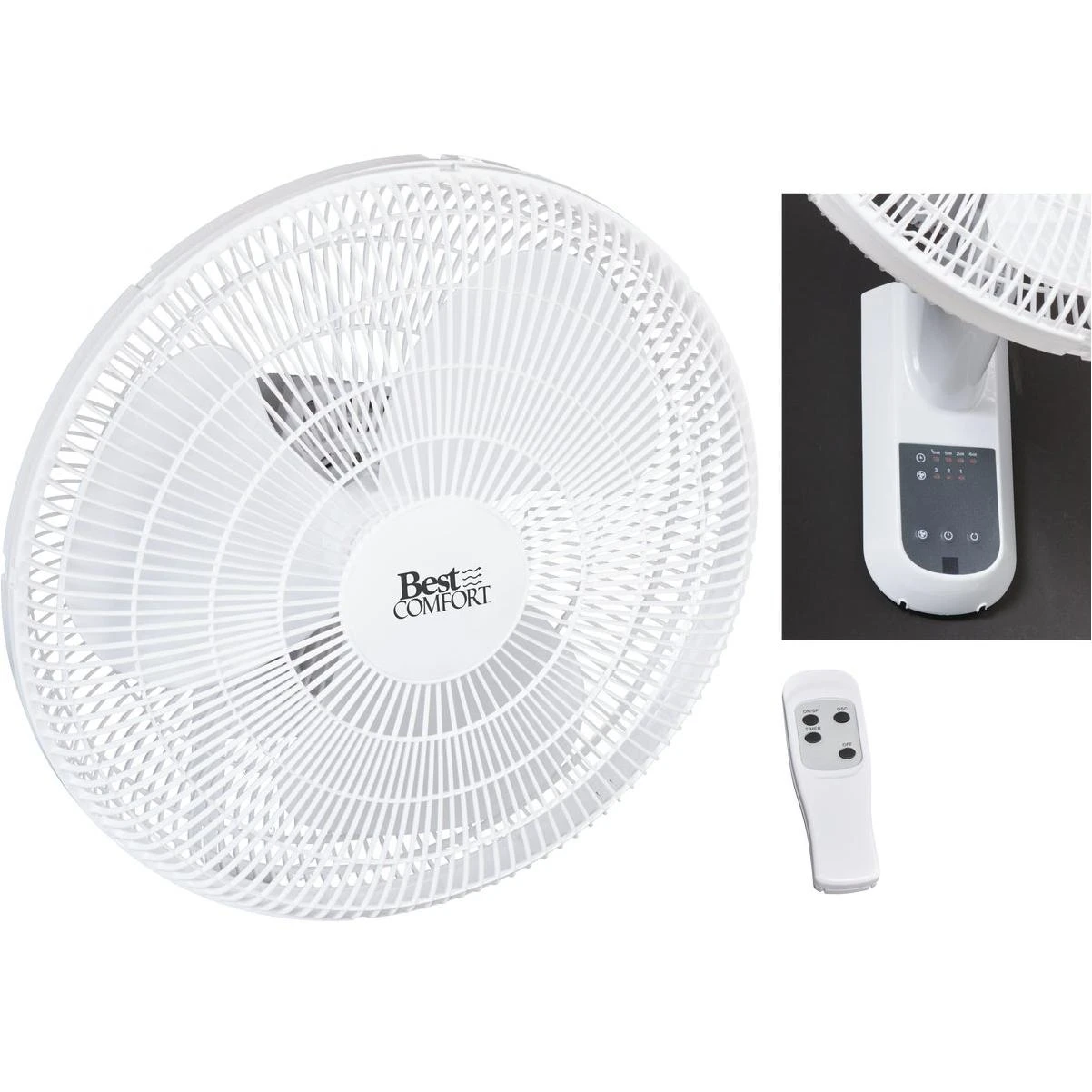 16 In. 3-speed White Oscillating Wall-mount Fan