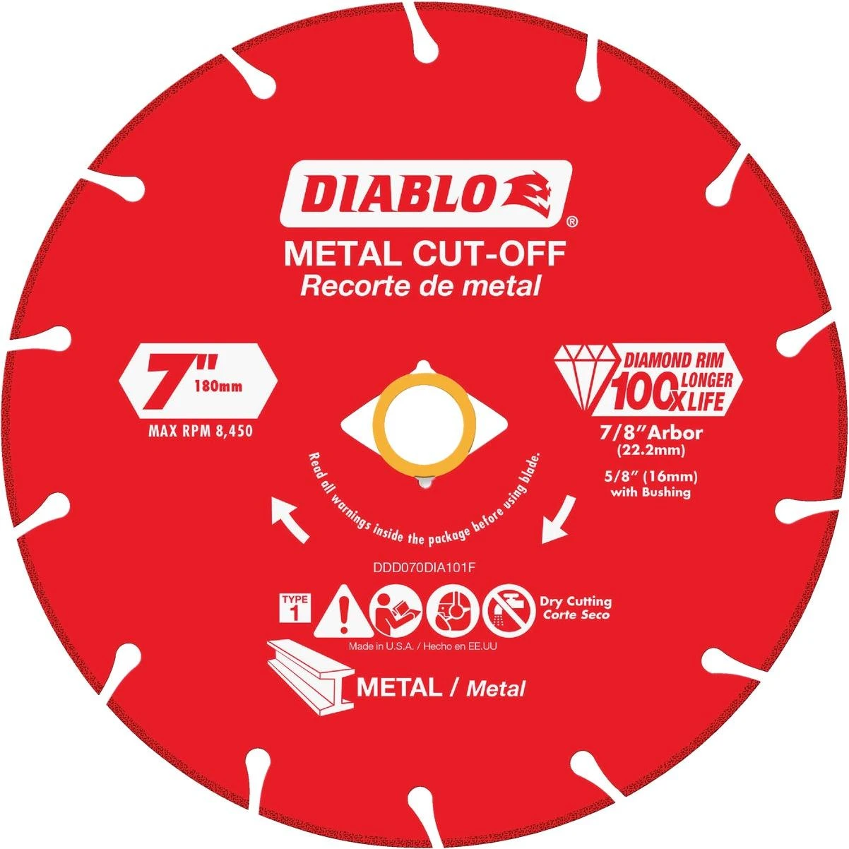 Type 1 7 In. X 7/8 In. Metal Cutting Diamond Cut-off Wheel