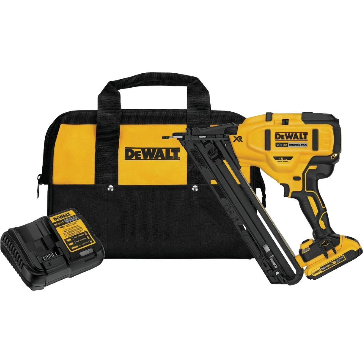 20v Max Xr Brushless 15-gauge 2-1/2 In. Angled Cordless Finish Nailer Kit With 2.0 Ah Battery & Charger