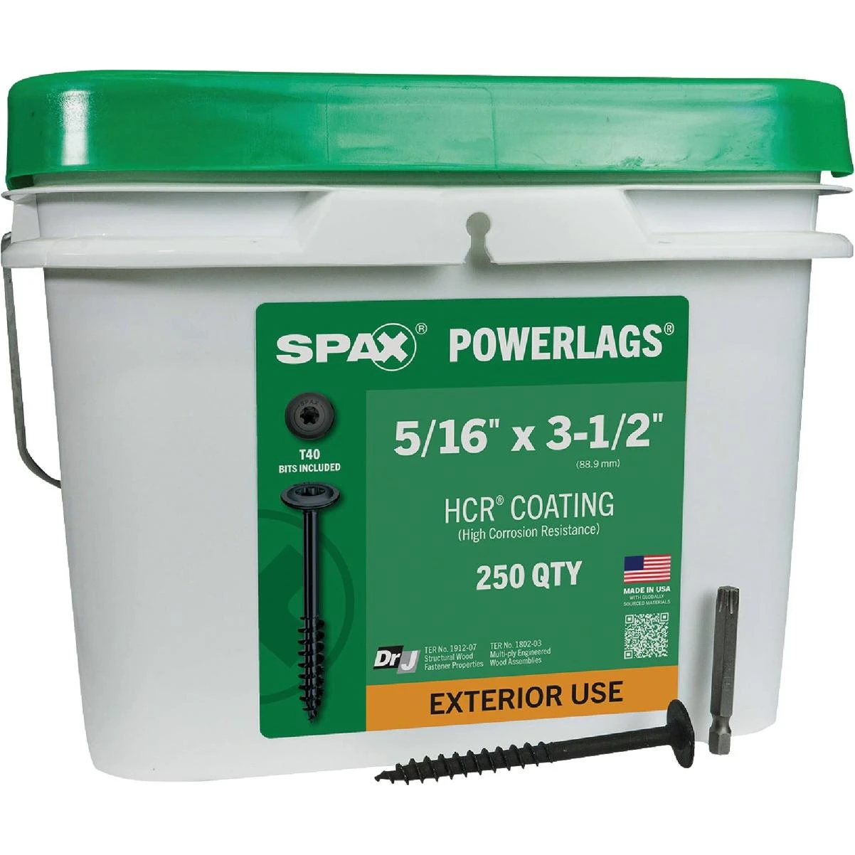 Powerlags 5/16 In. X 3-1/2 In. T40 Washer Head Hcr (exterior Rated) Lag Screw (250-count)