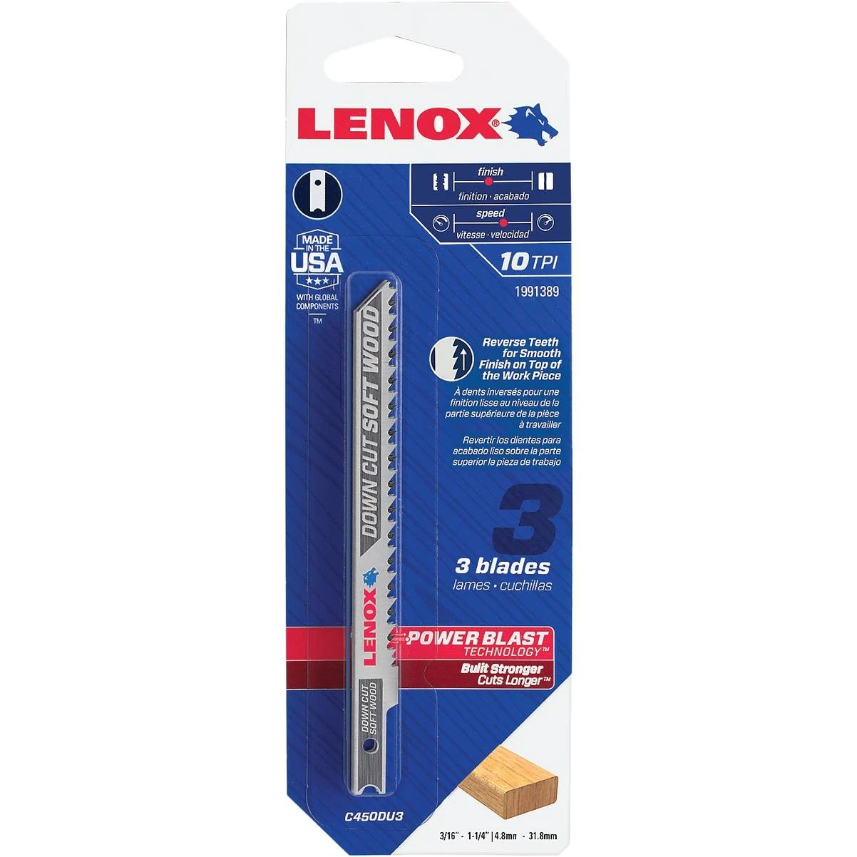 4 In. X 10 Tpi U-shank Hcs Jig Saw Blade For Downcut Soft Wood (3-pack)