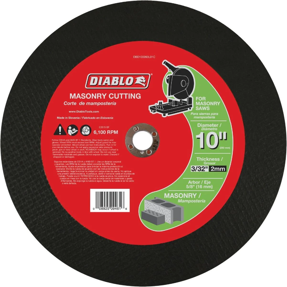 Type 1 10 In. X 3/32 In. X 5/8 In. Masonry Cut-off Wheel