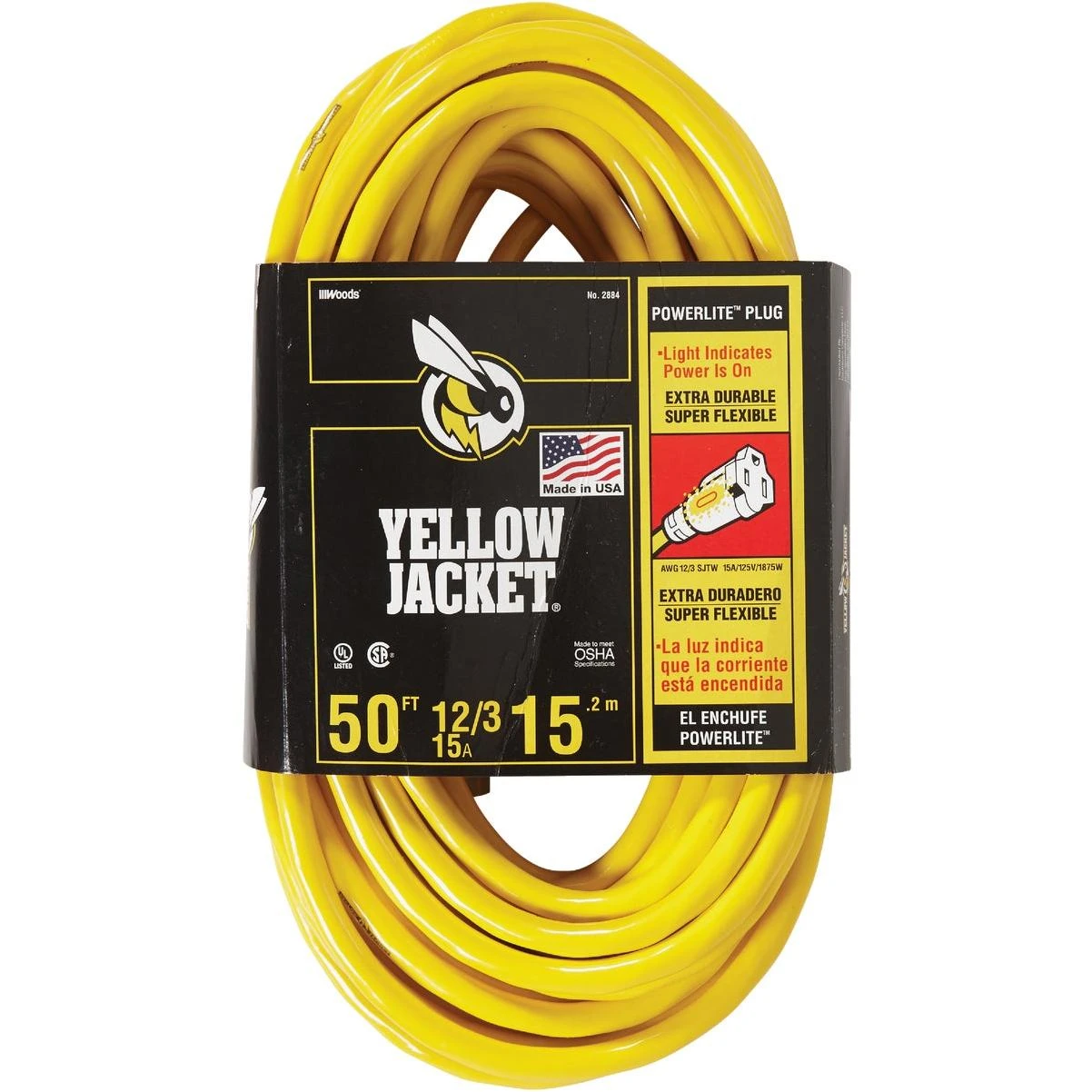 50 Ft. 12/3 Heavy-duty Extension Cord With Lighted End