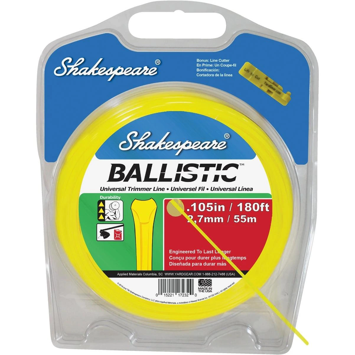 Ballistic 0.105 In.x 180 Ft. Tri-edged Trimmer Line With Cutter