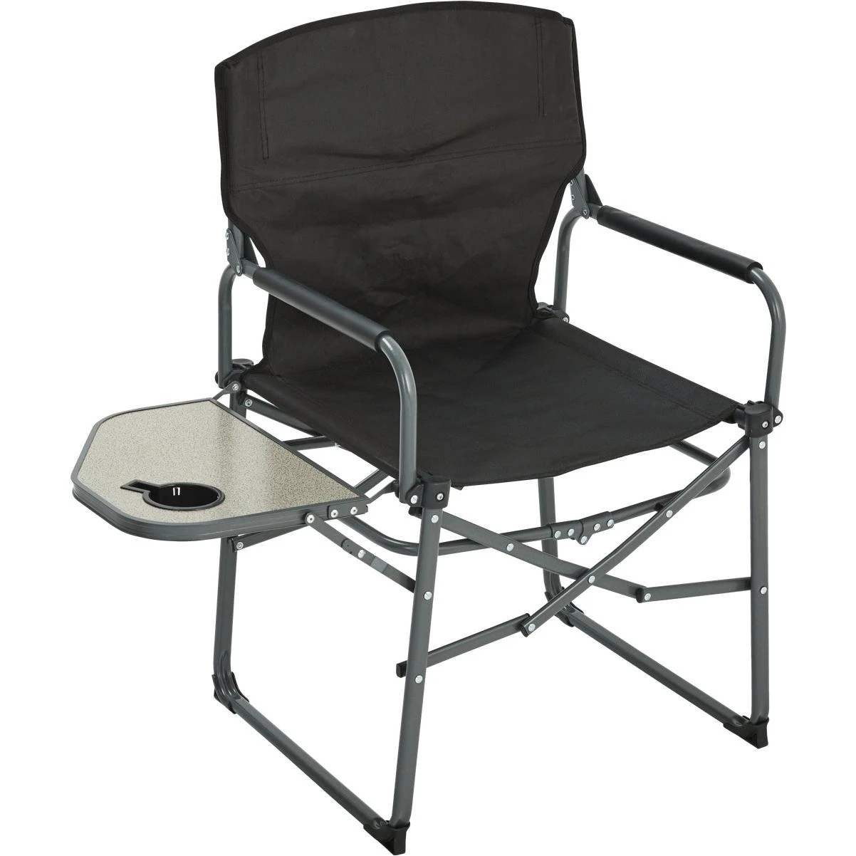 Black Polyester Director Camp Folding Chair With Side Table