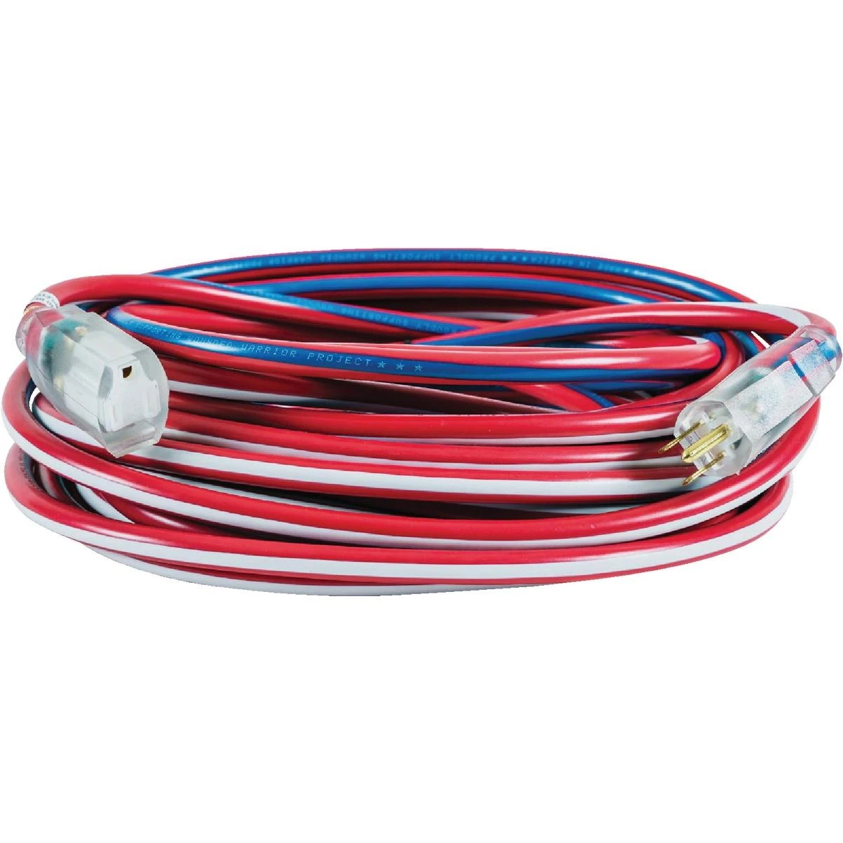 250th Edition 100 Ft. 12/3 Indoor/outdoor Red, White, & Blue Striped Patriotic Extension Cord