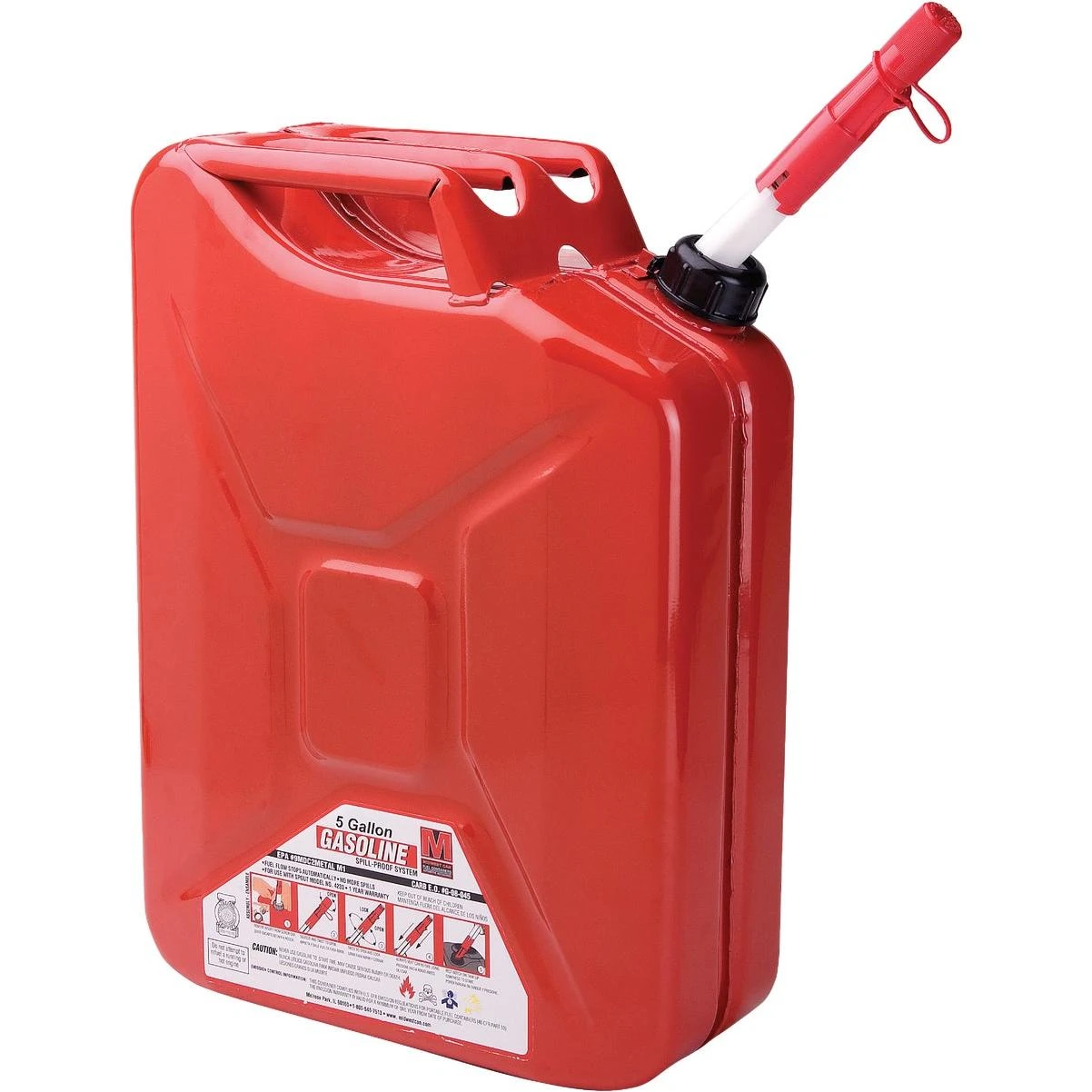 5 Gal. Steel Gasoline Fuel Can, Red