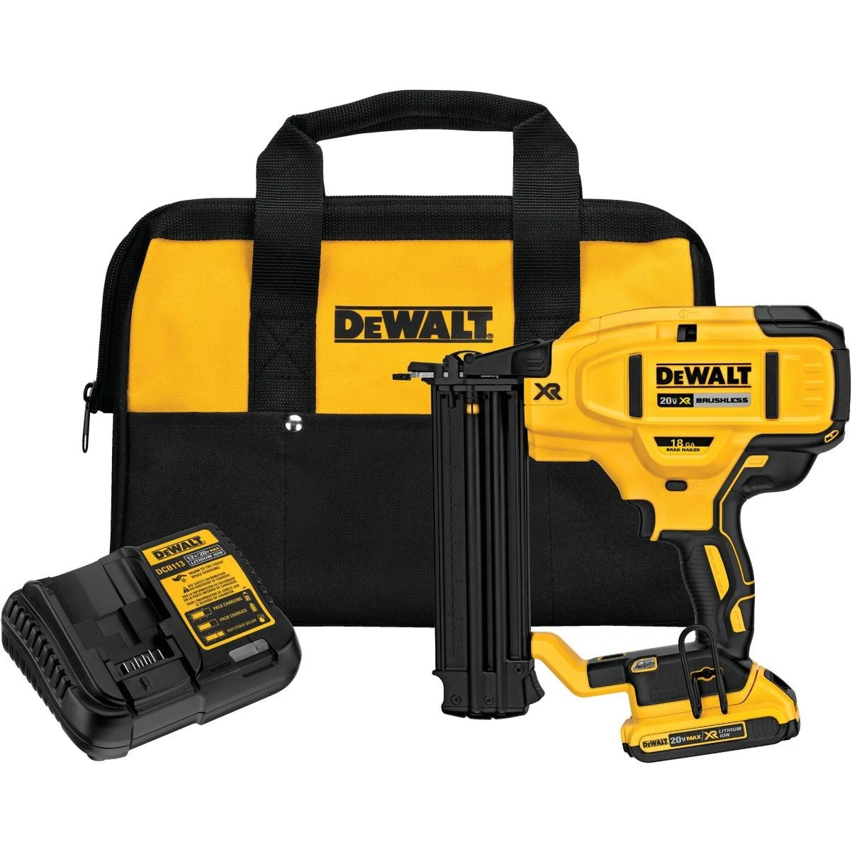 20v Max Xr Brushless 18-gauge 2-1/8 In. Cordless Brad Nailer Kit With 2.0 Ah Battery & Charger