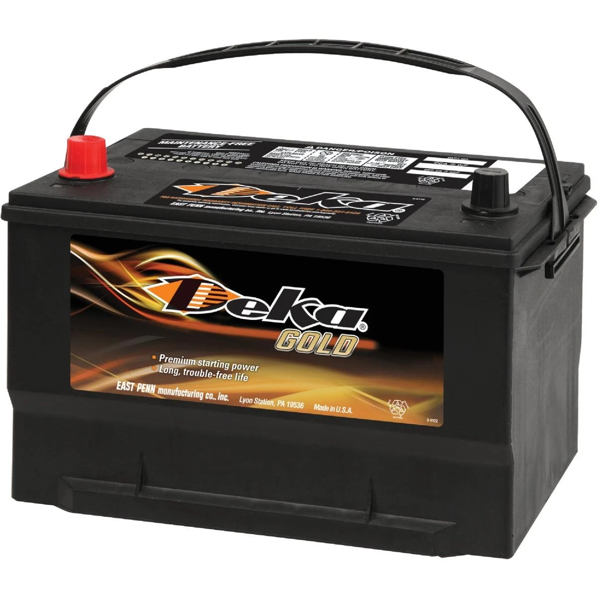 Gold 12-volt 850 Cca Automotive Battery, Top Post Left Front Positive Terminal