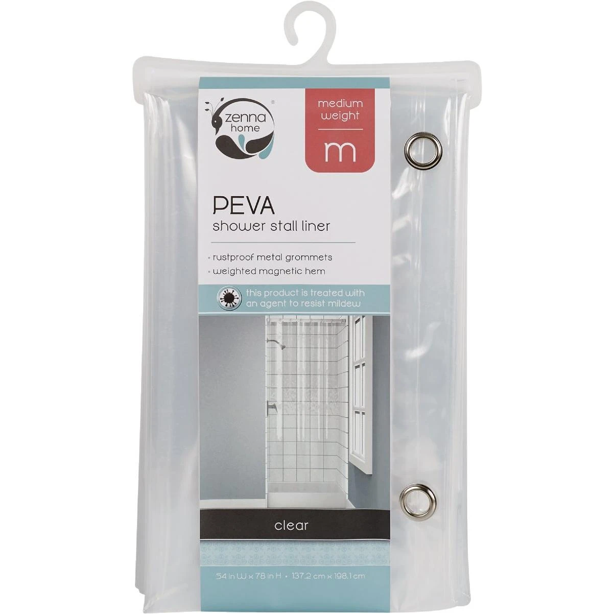 Zenna Home 54 In. W X 78 In. H Frosty Peva Stall Size Shower Curtain Liner