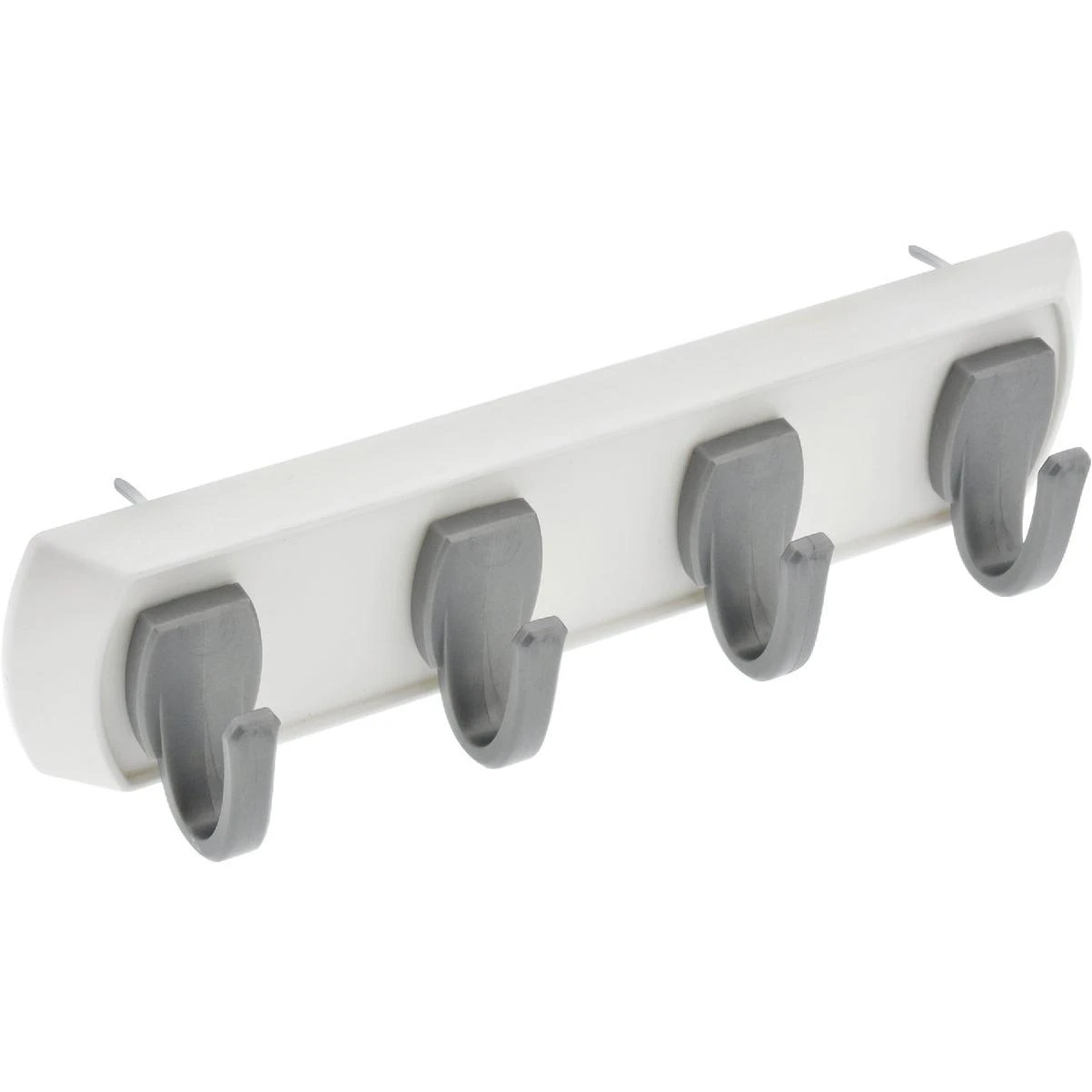 High And Mighty 5 Lb. Capacity White Key Rail With Silver Hooks