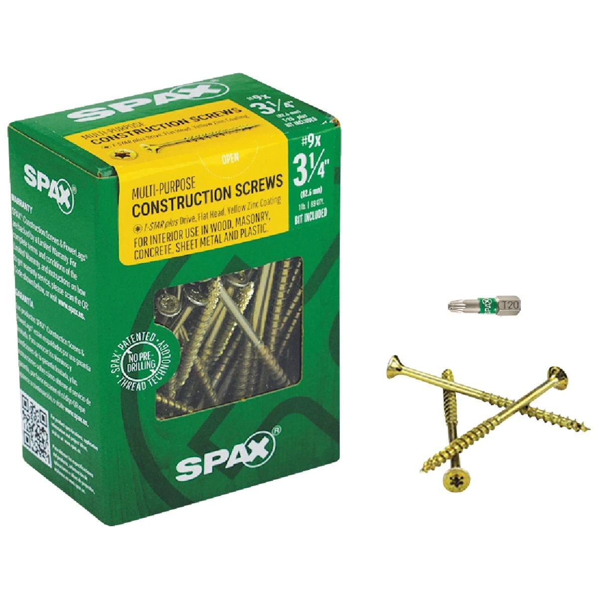 #9 X 3-1/4 In. T20 Plus Flat Head Yellow Zinc (interior) Wood Screw (89-count)