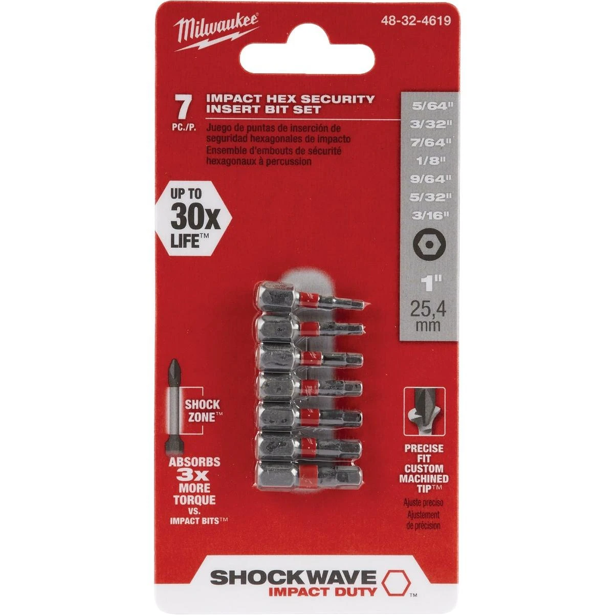 Shockwave Hex Security Insert Impact Screwdriver Bit Set (7-piece)