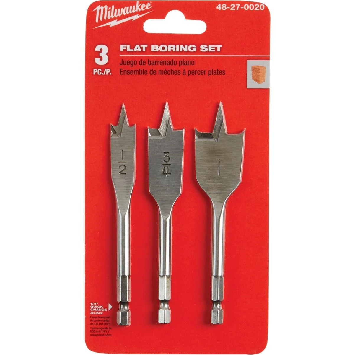 3-piece Stubby Spade Bit Set
