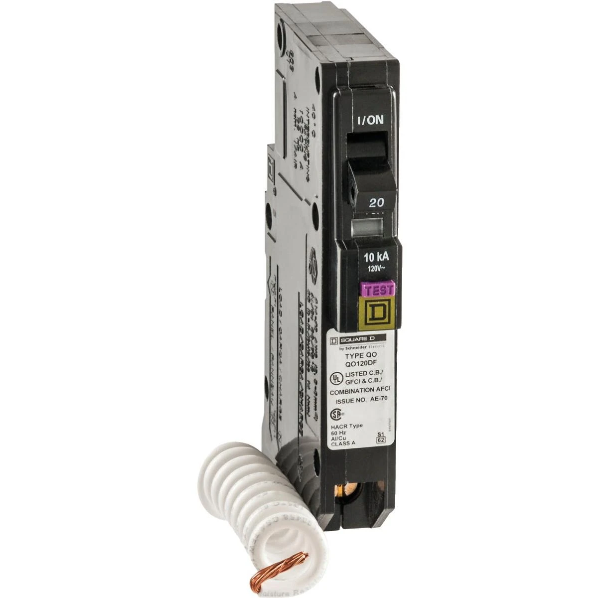 Qo 20a Single-pole Cafci Dual Function Circuit Breaker