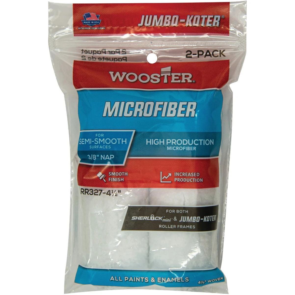 Jumbo-koter 4-1/2 In. X 3/8 In. Mini Microfiber Trim Roller Cover (2-pack)
