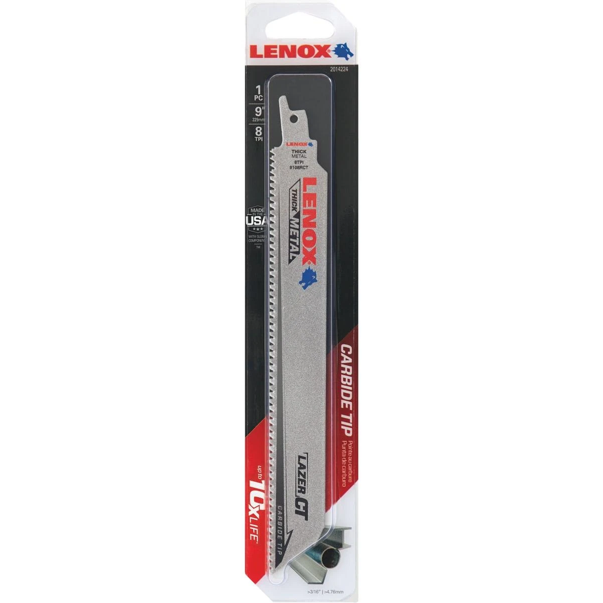 Lazer Ct 9 In. 8 Tpi Carbide Reciprocating Saw Blade