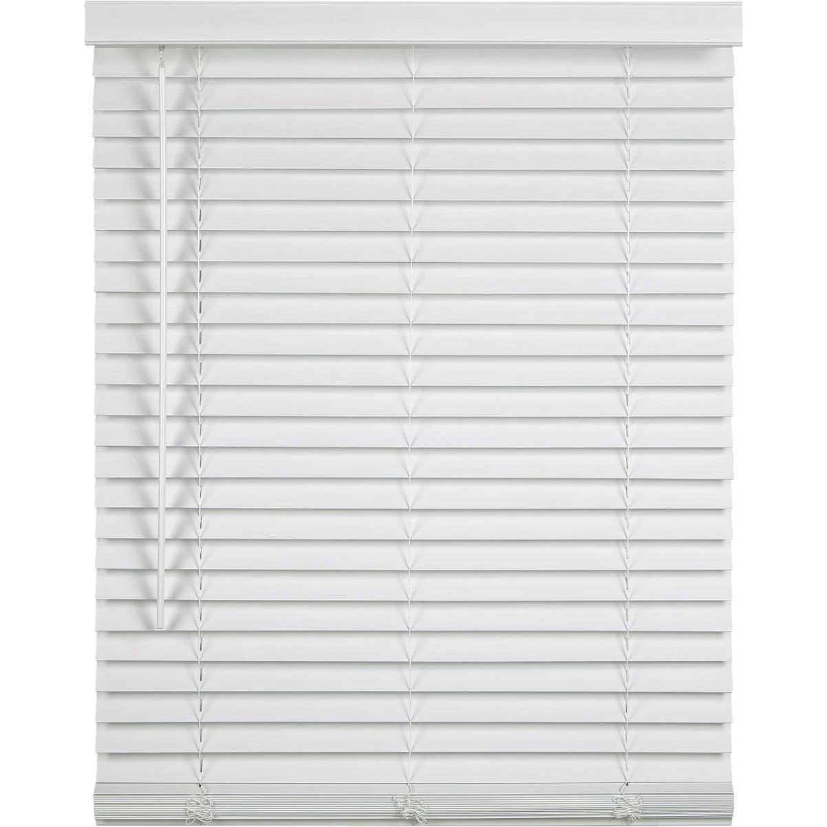36 In. X 64 In. X 2 In. White Faux Wood Cordless Blind