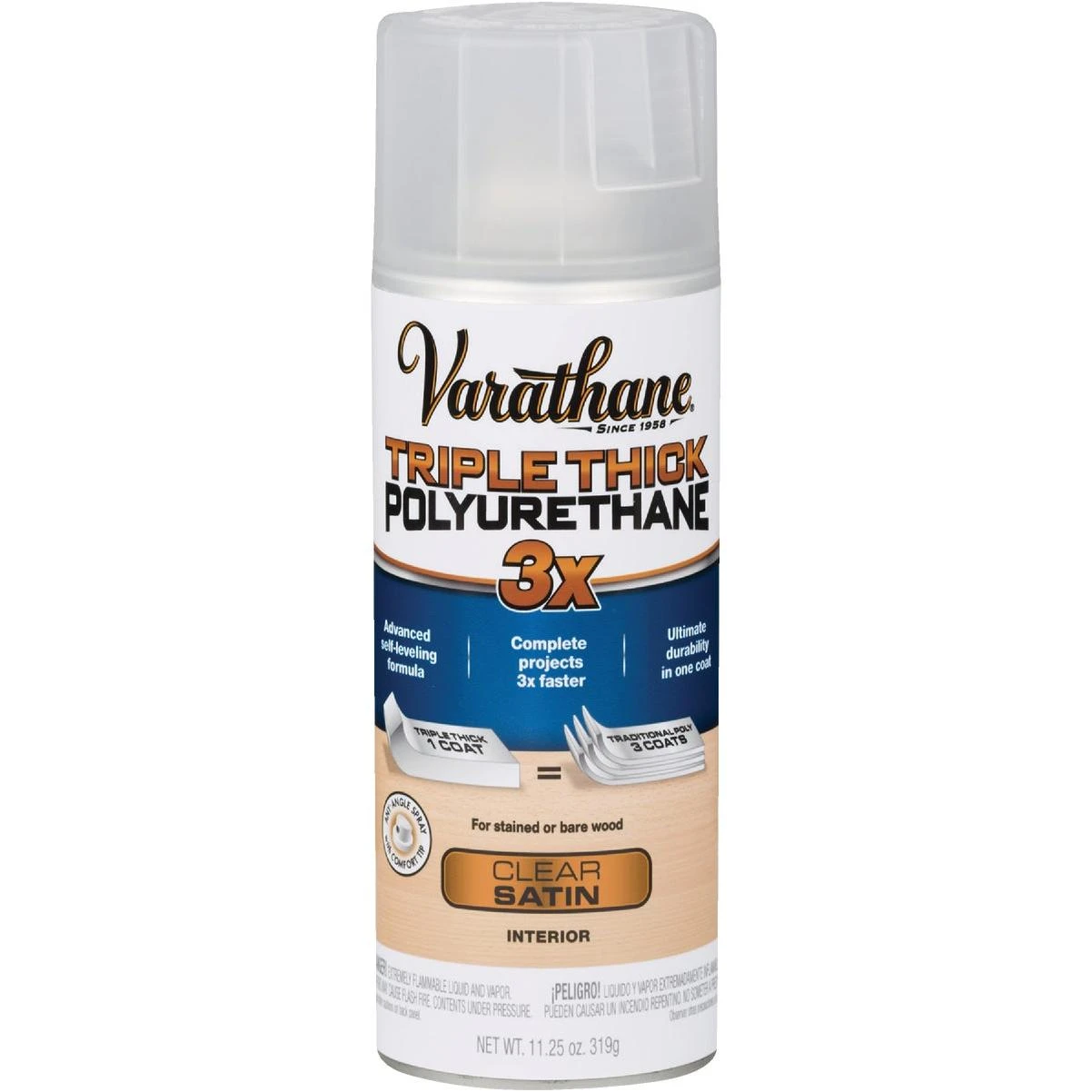 Triple Thick Satin Clear Spray Polyurethane, 11.25 Oz.