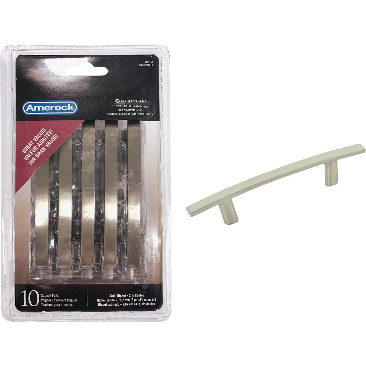 Cyprus 3 In. Satin Nickel Cabinet Drawer Pull (10-pack)