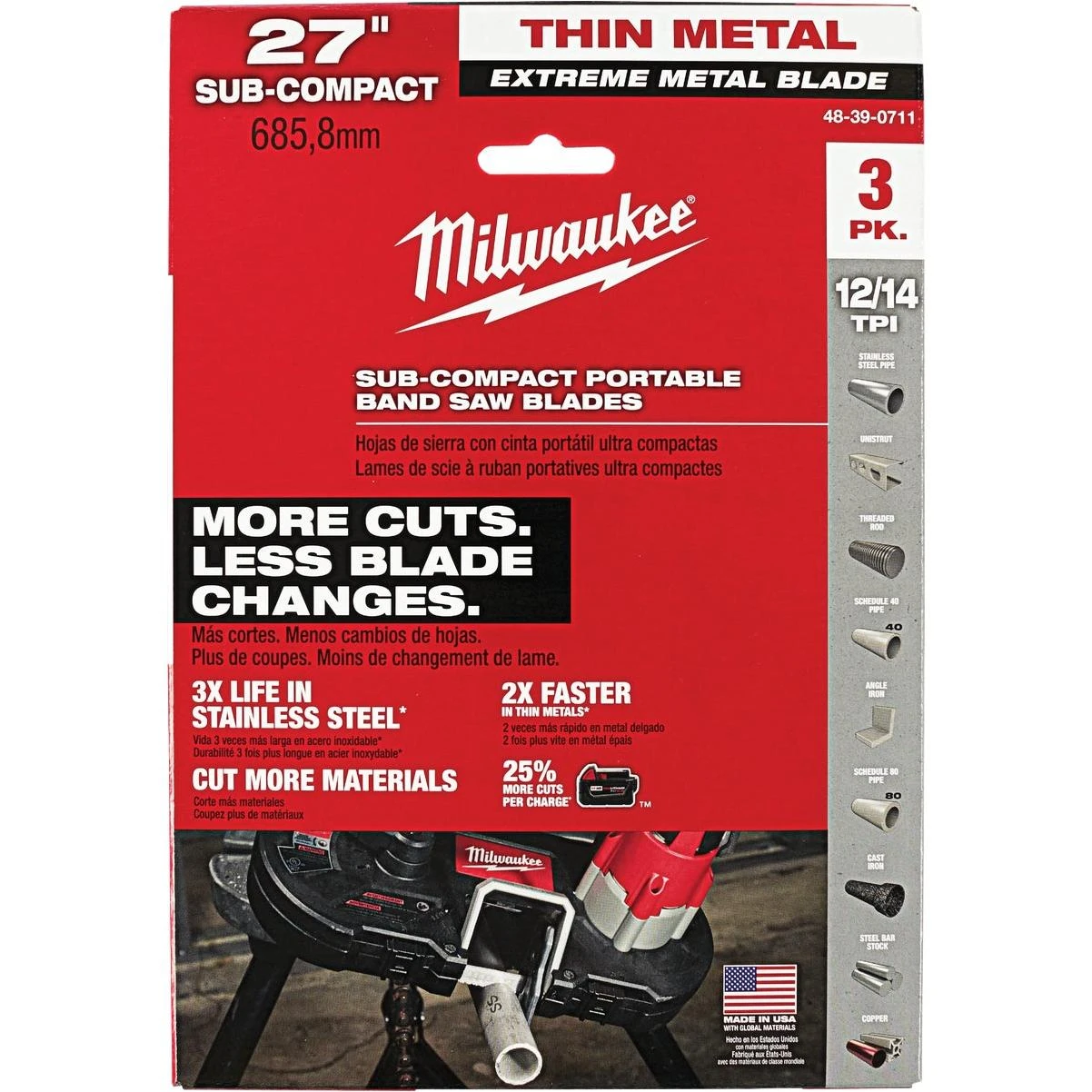 27 In. 12/14 Tpi Extreme Metal Band Saw Blade (3-pack)
