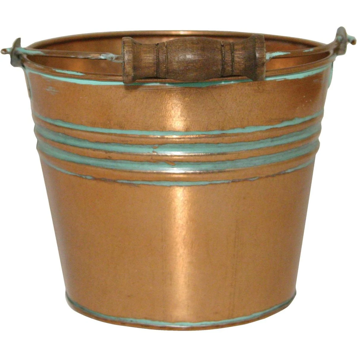 Vintage 6 In. Copper Banded Galvanized Metal Planter