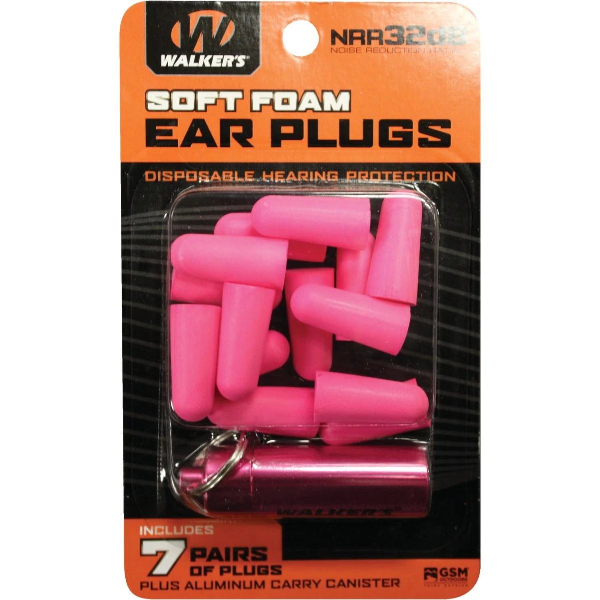 Walker's Soft Foam Neon Pink Ear Plugs (7-pair)