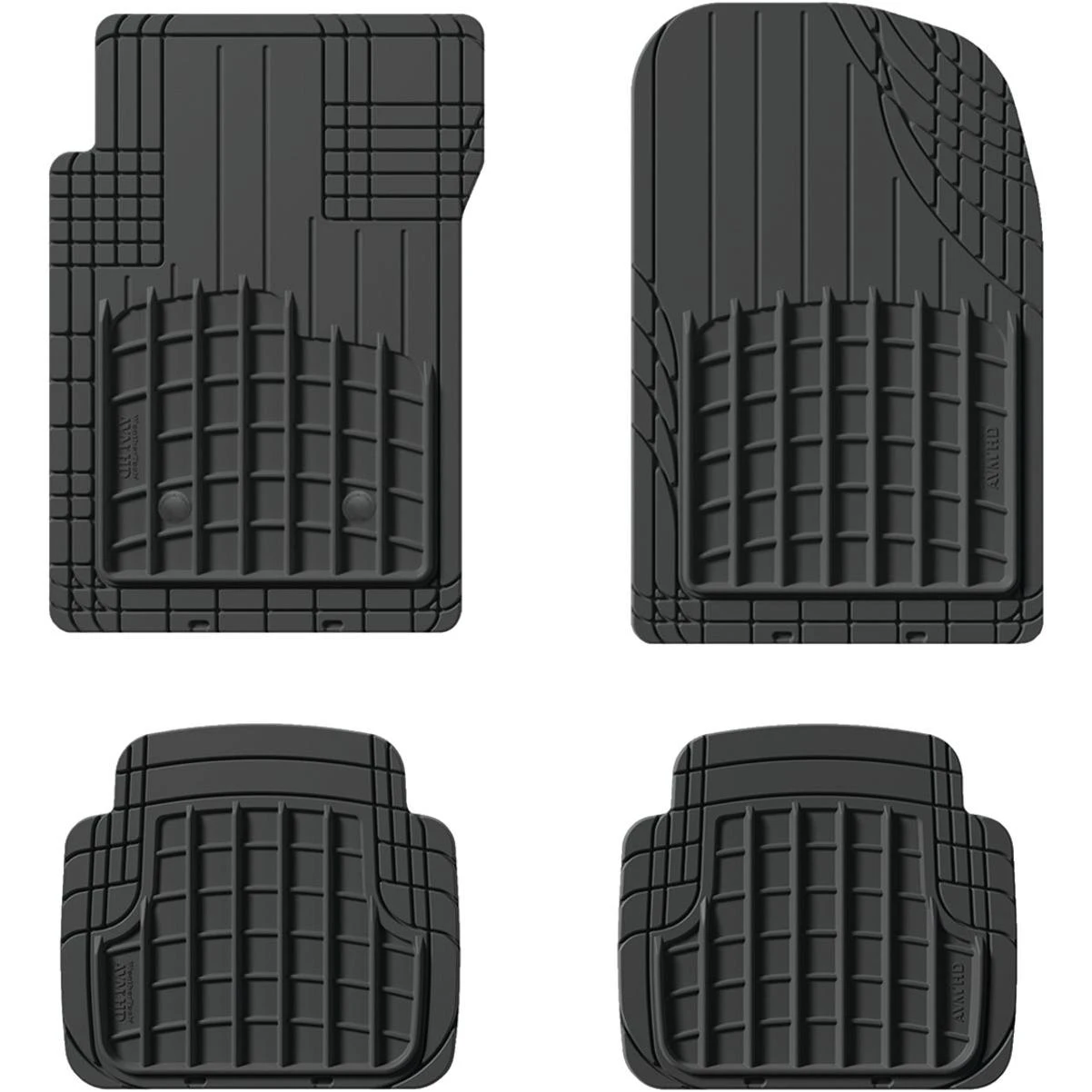 Trim-to-fit Black Rubber Heavy-duty Floor Mat (4-piece)