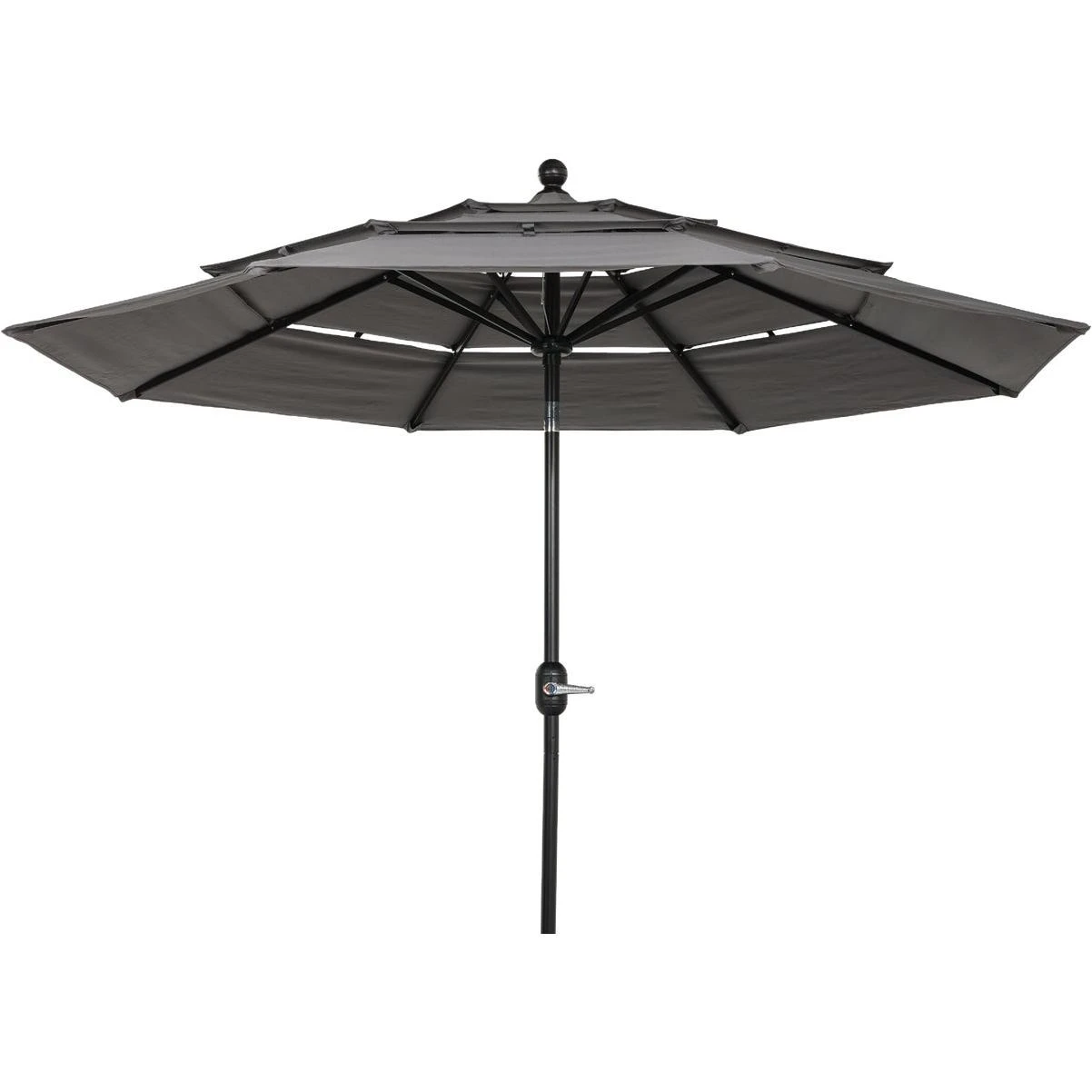 9 Ft. 3-tier Tilt/crank Smoke Gray Patio Umbrella