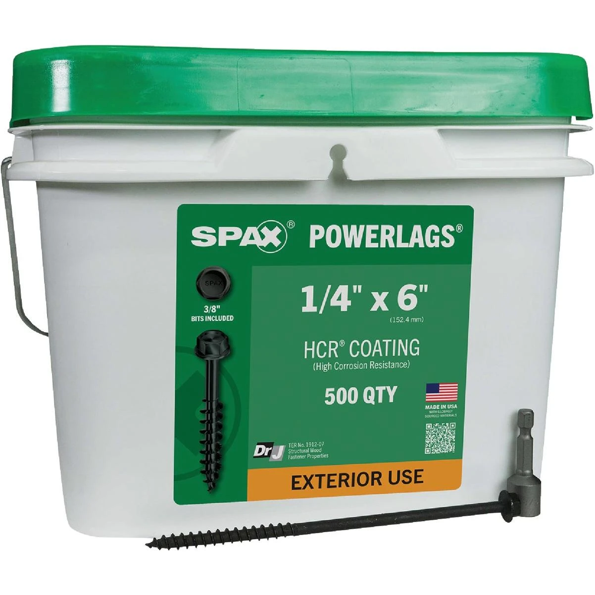 Powerlags 1/4 In. X 6 In. Hex Washer Head Hcr (exterior Rated) Lag Screw (500-count)