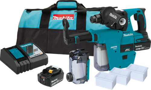 18V LXT™ Lithium-Ion Brushless Cordless 1" Rotary Hammer Kit, accepts SDS-PLUS bits, w/ HEPA Dust Extractor (5.0Ah), XRH011TX